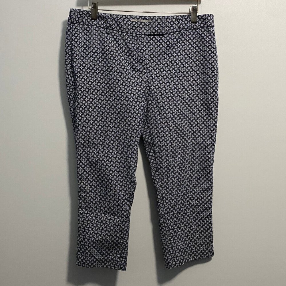 Dalia Capri Blue Pants With Square Pattern Size 10 - image 1